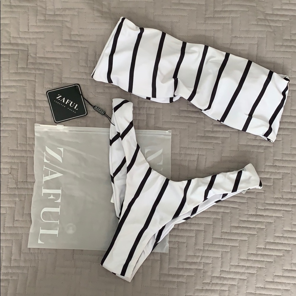 ZAFUL High Waisted Bandeau Bikini Set - Small